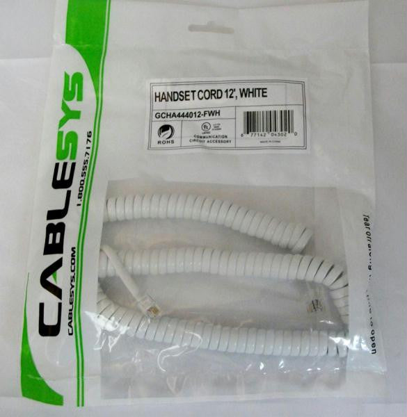 Gcha444012-fwh - 12' White Handset Cord