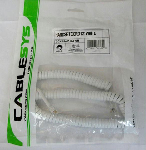 Gcha444012-fwh - 12' White Handset Cord