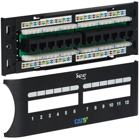 Patch Panel- Cat 5e Front- 12 Port