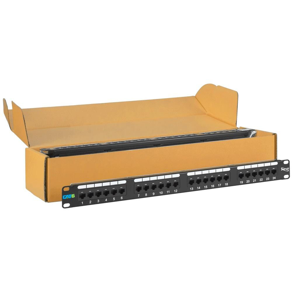 Patch Panel- Cat 6- 24-port- 1 Rms- 6 Pk