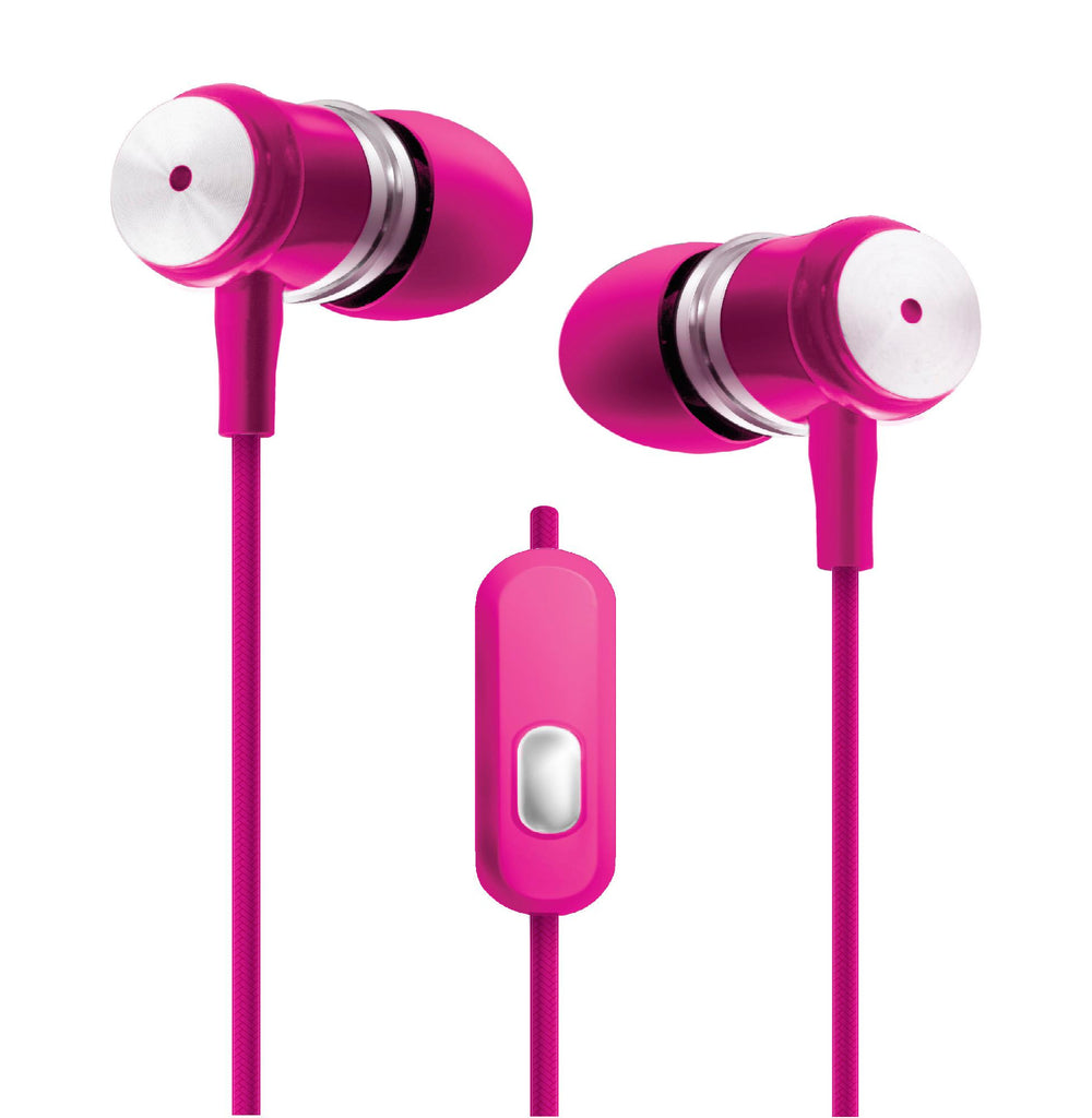 Pink - Chrome Earbuds W-microphone