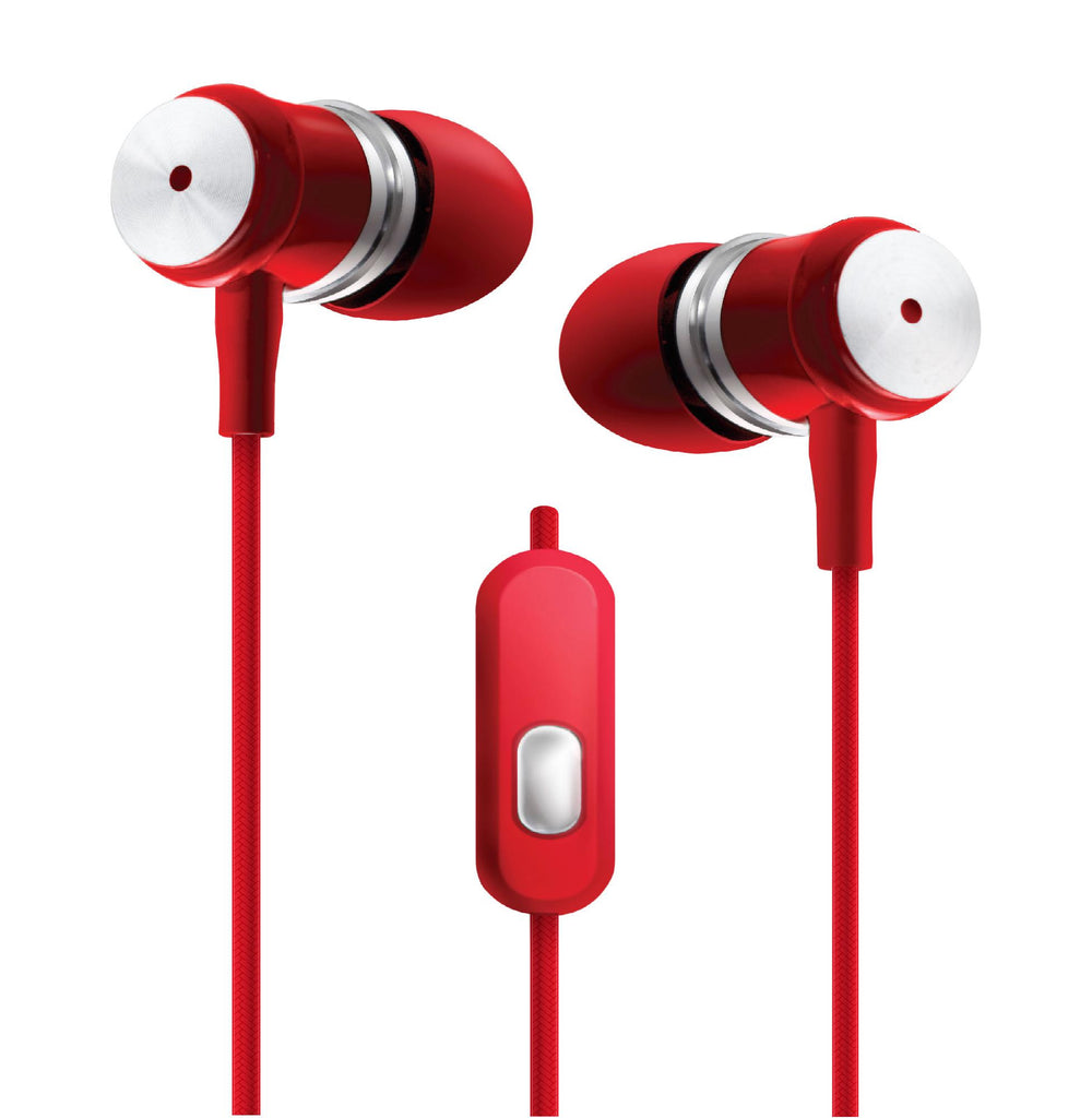 Red - Chrome Earbuds W-microphone