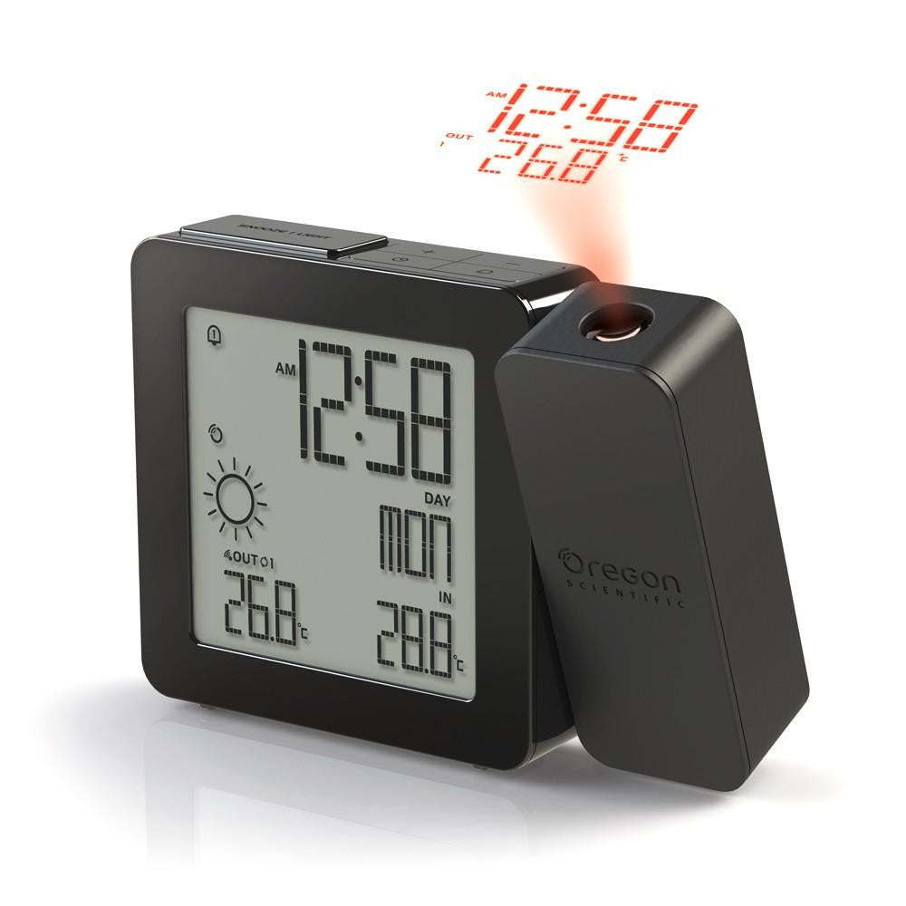 Projection Clock W-in Out Temp Black