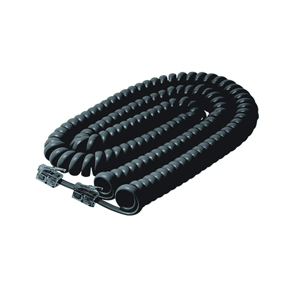 25ft Coiled Handset Telephone Cord Black