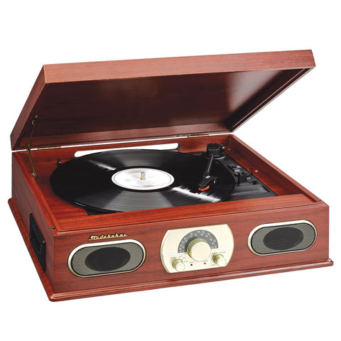 Wooden Turntable With Am-fm And Cassette